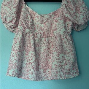 Pink floral short Sleeve Top